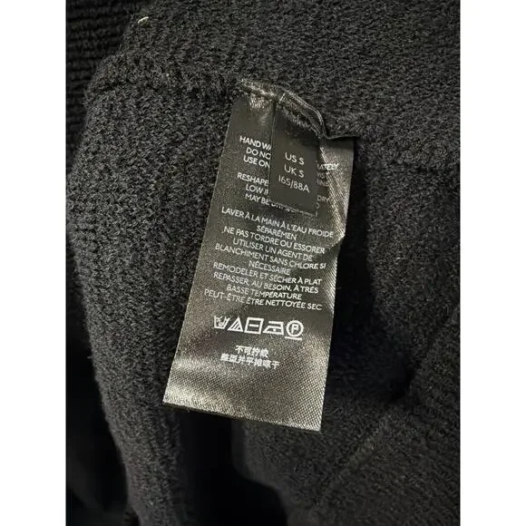 Black Funnel Neck Knit Sweater Small Oversized Minimal - Picture 6 of 6